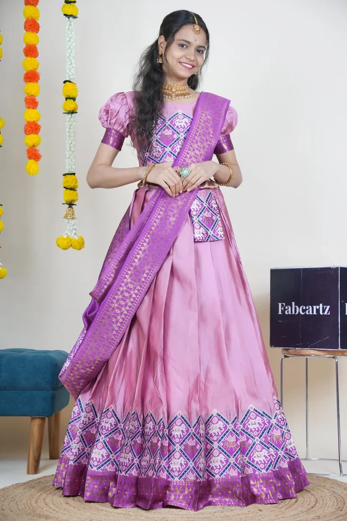 South Indian Festival Traditional Half Saree GajjaPattu - Image 23