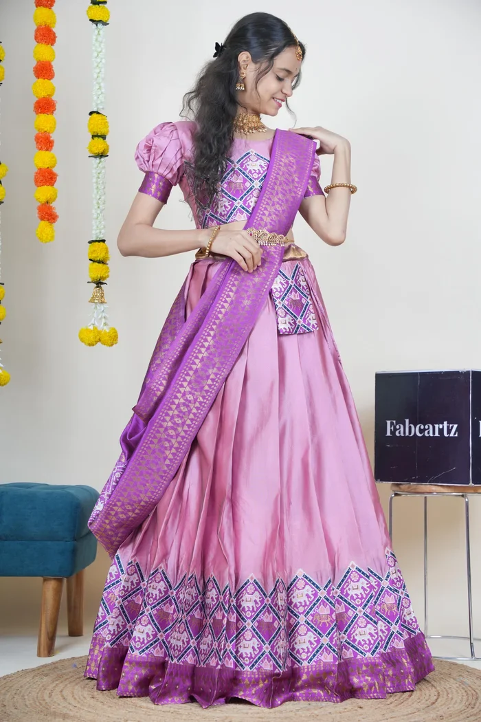 South Indian Festival Traditional Half Saree GajjaPattu - Image 25