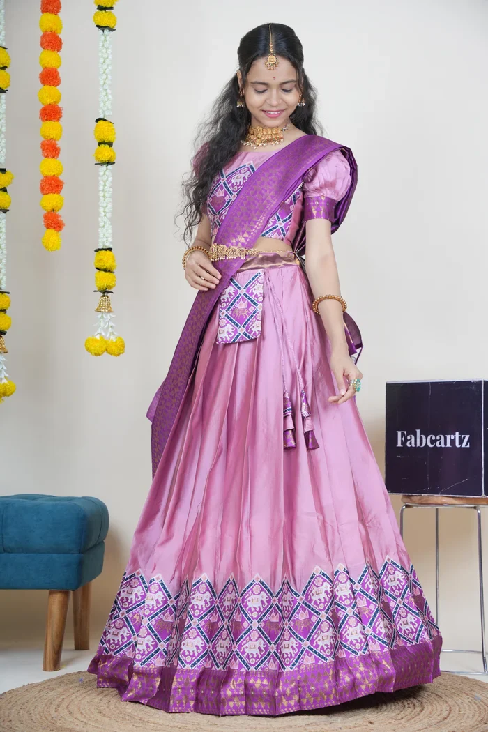 South Indian Festival Traditional Half Saree GajjaPattu - Image 27