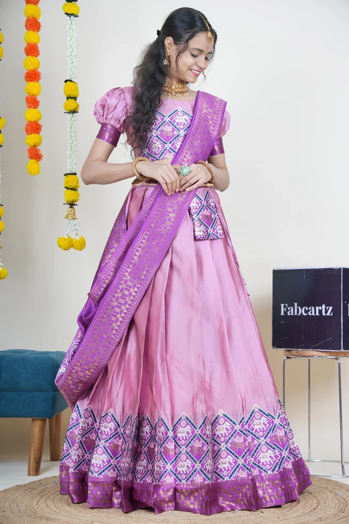 South Indian Festival Traditional Half Saree GajjaPattu - Image 28