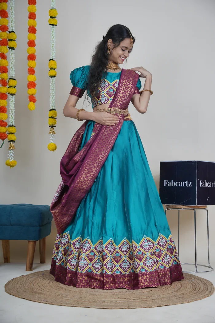 South Indian Festival Traditional Half Saree GajjaPattu - Image 8