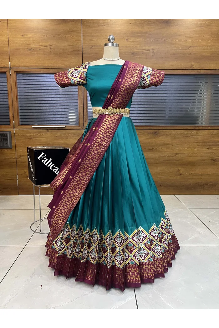 South Indian Festival Traditional Half Saree GajjaPattu - Image 9