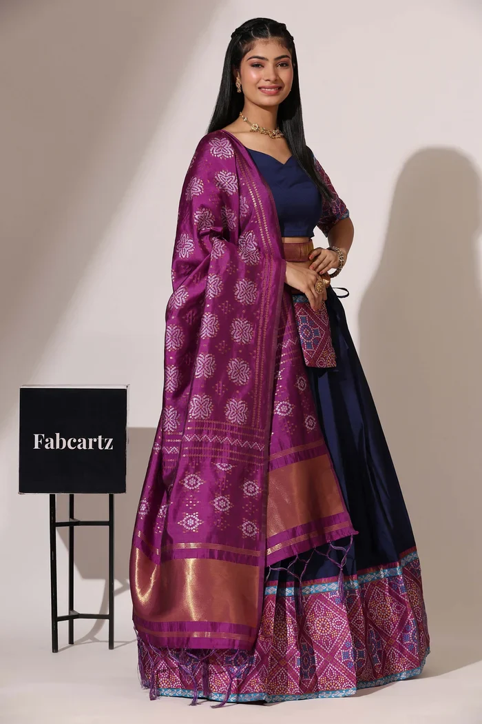 South Indian Festival Traditional Half Saree Gujarati Bandhini - Image 25