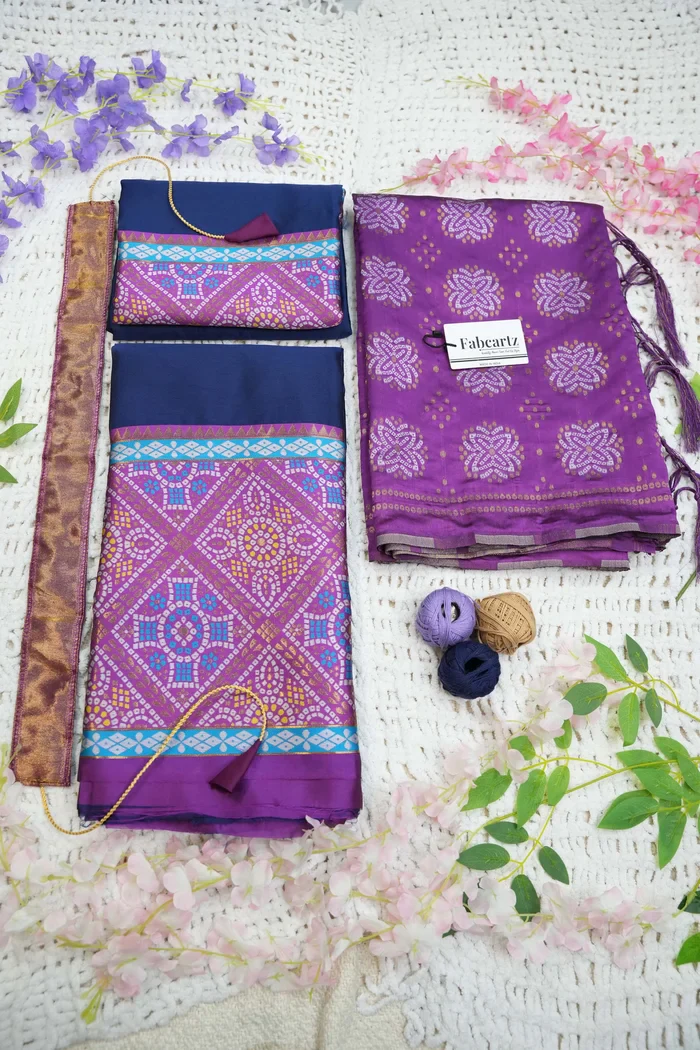 South Indian Festival Traditional Half Saree Gujarati Bandhini - Image 65