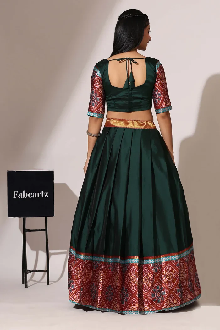 South Indian Festival Traditional Half Saree Gujarati Bandhini - Image 7