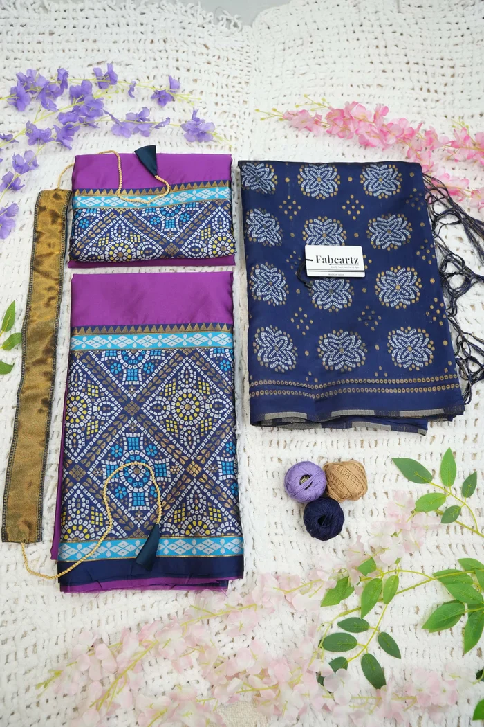 South Indian Festival Traditional Half Saree Gujarati Bandhini - Image 71