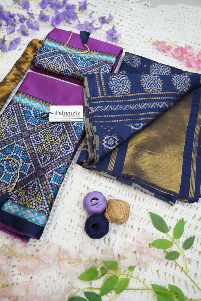 South Indian Festival Traditional Half Saree Gujarati Bandhini - Image 74