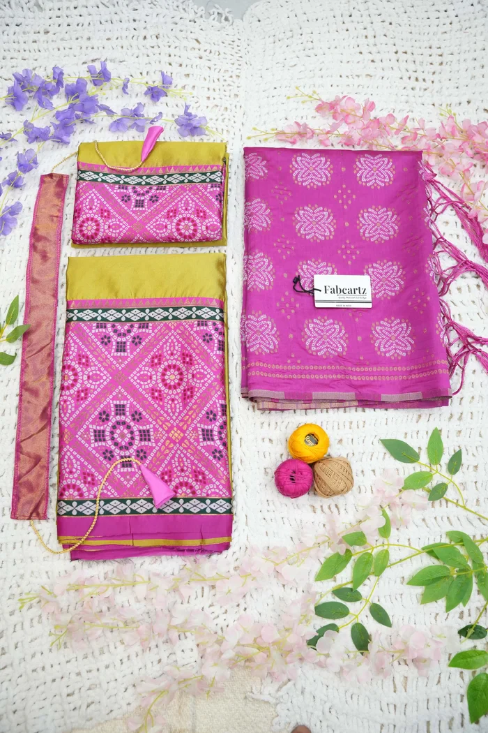 South Indian Festival Traditional Half Saree Gujarati Bandhini - Image 77