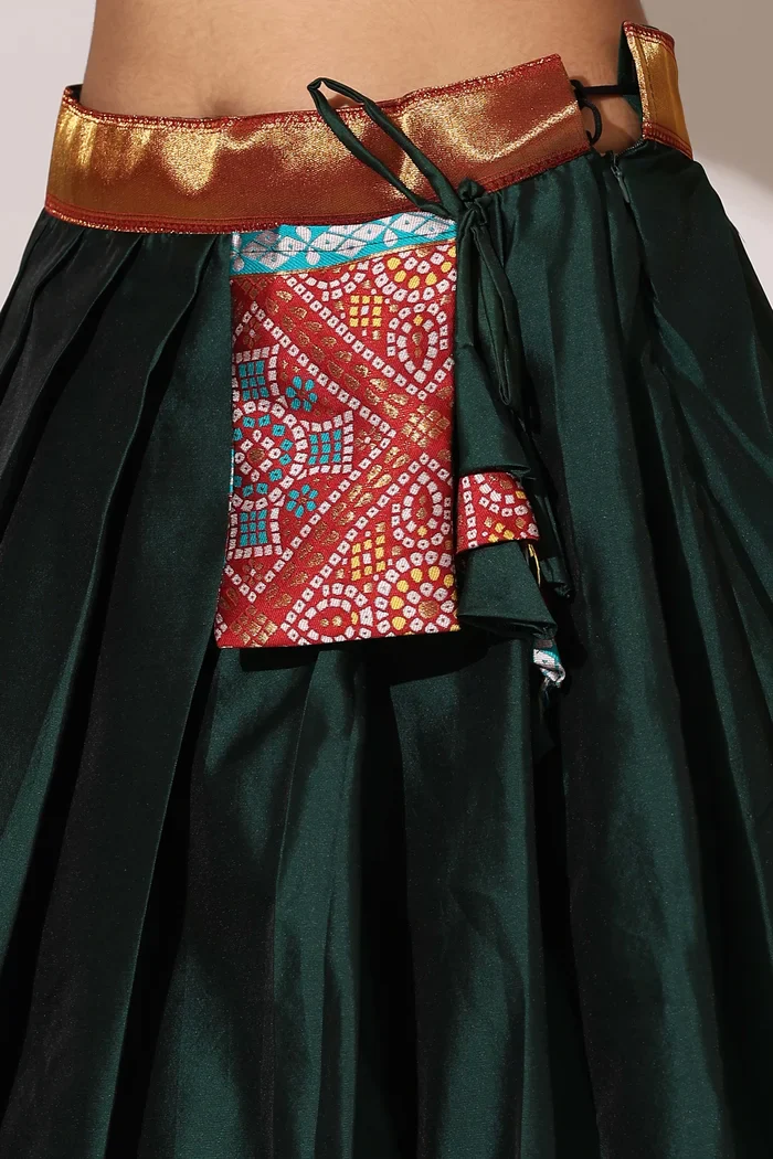 South Indian Festival Traditional Half Saree Gujarati Bandhini - Image 9