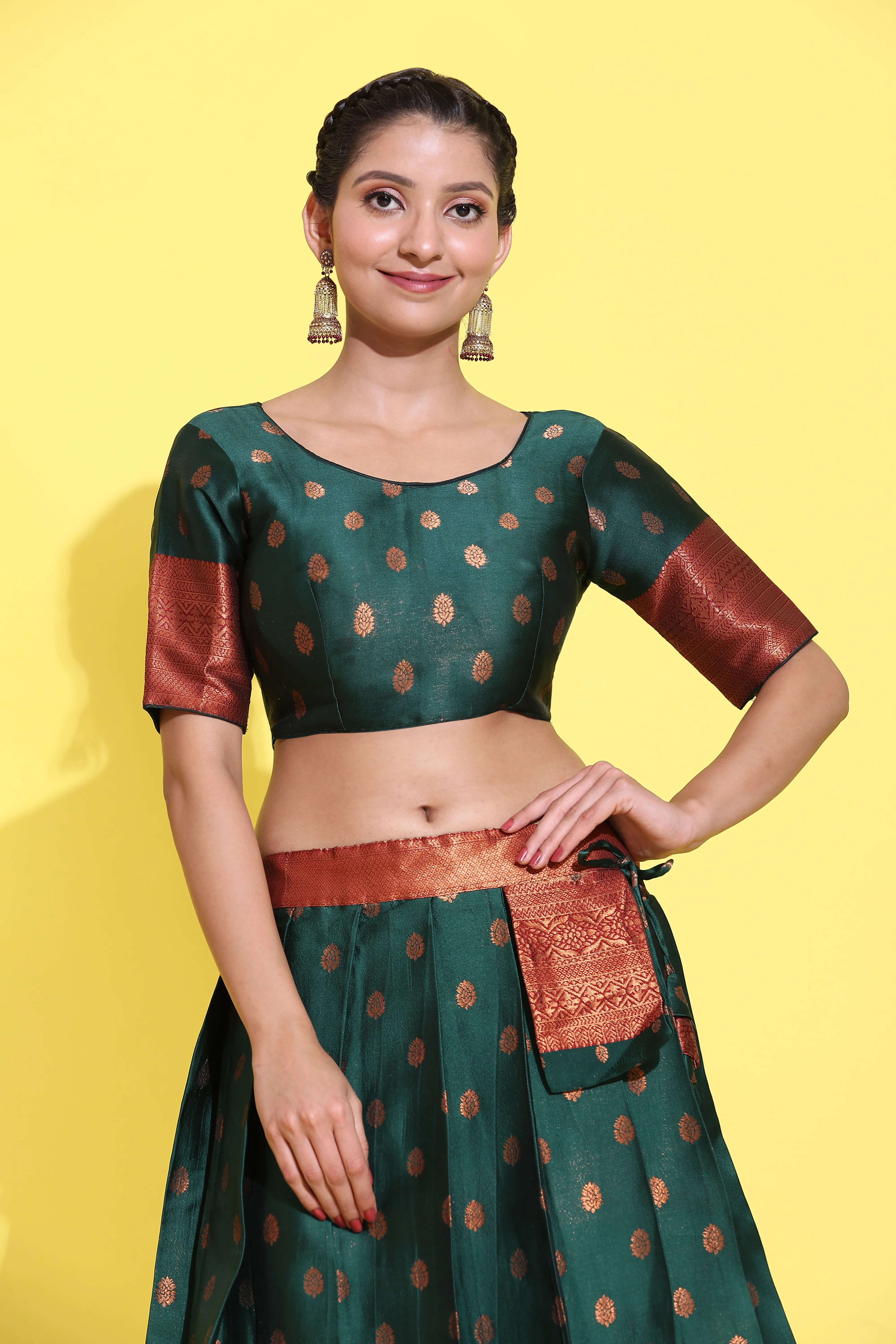South Indian Festival Traditional Half Saree Kantara - Image 34
