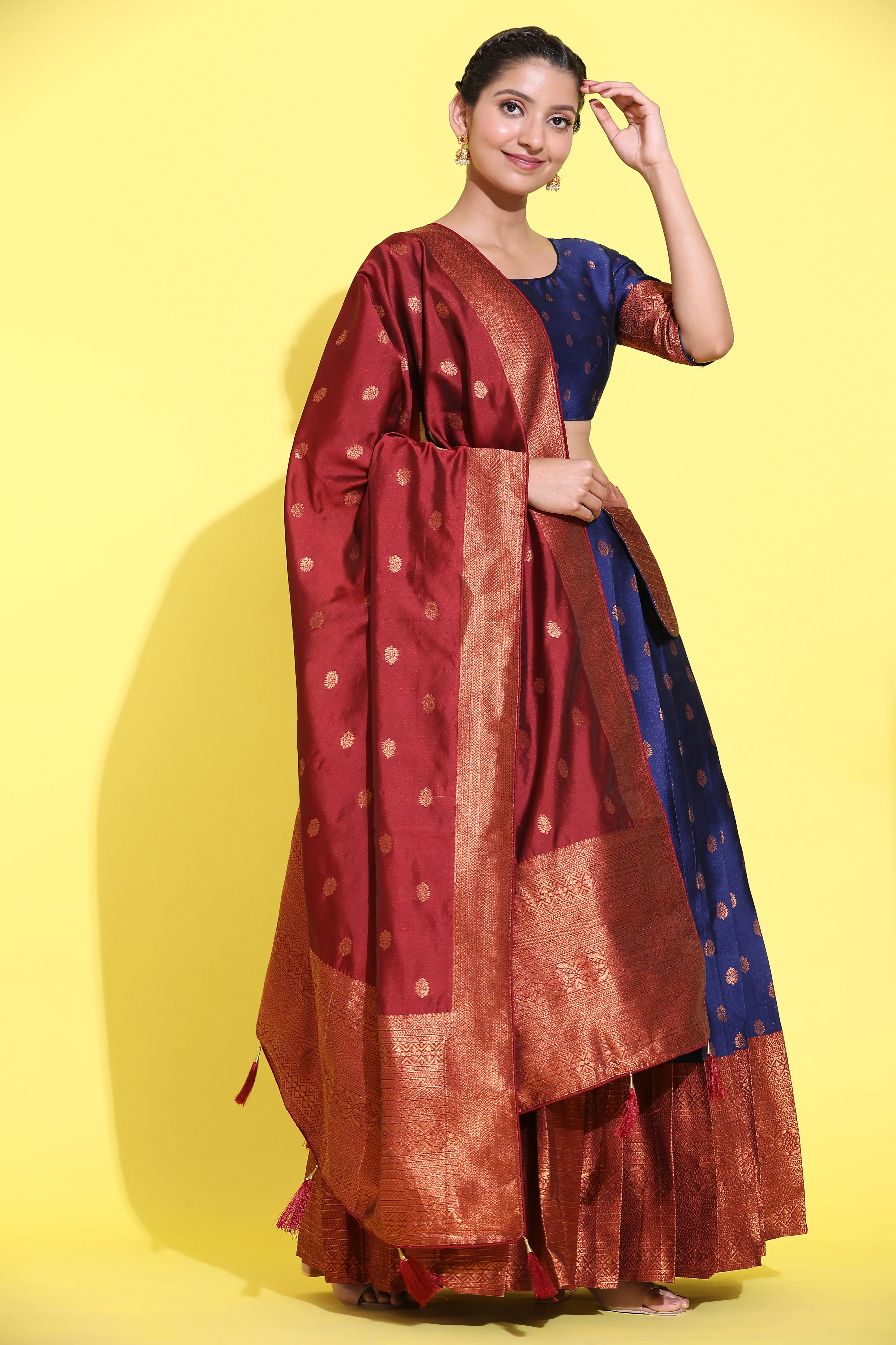 South Indian Festival Traditional Half Saree Kantara - Image 42