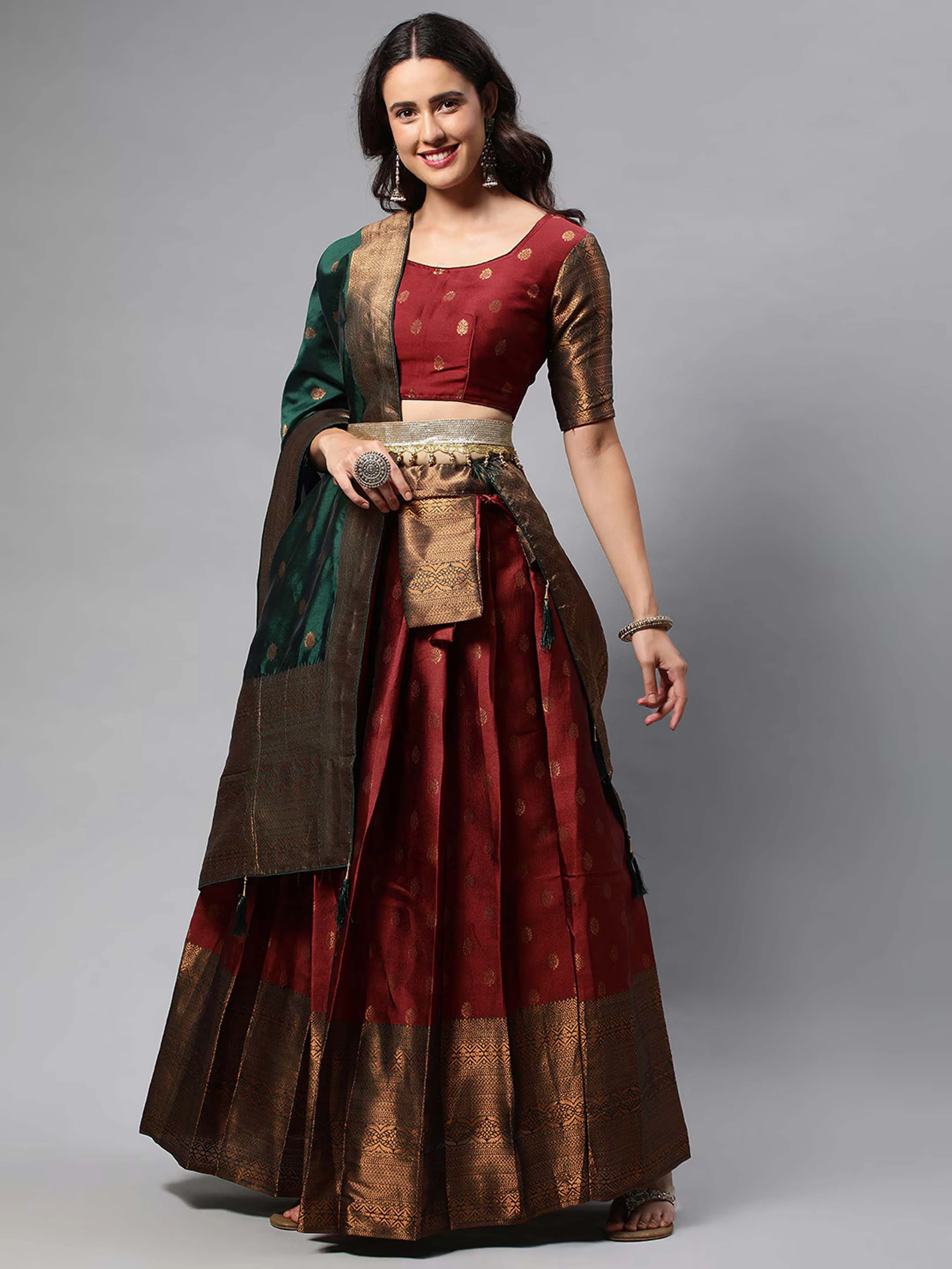 South Indian Festival Traditional Half Saree Kantara - Image 5