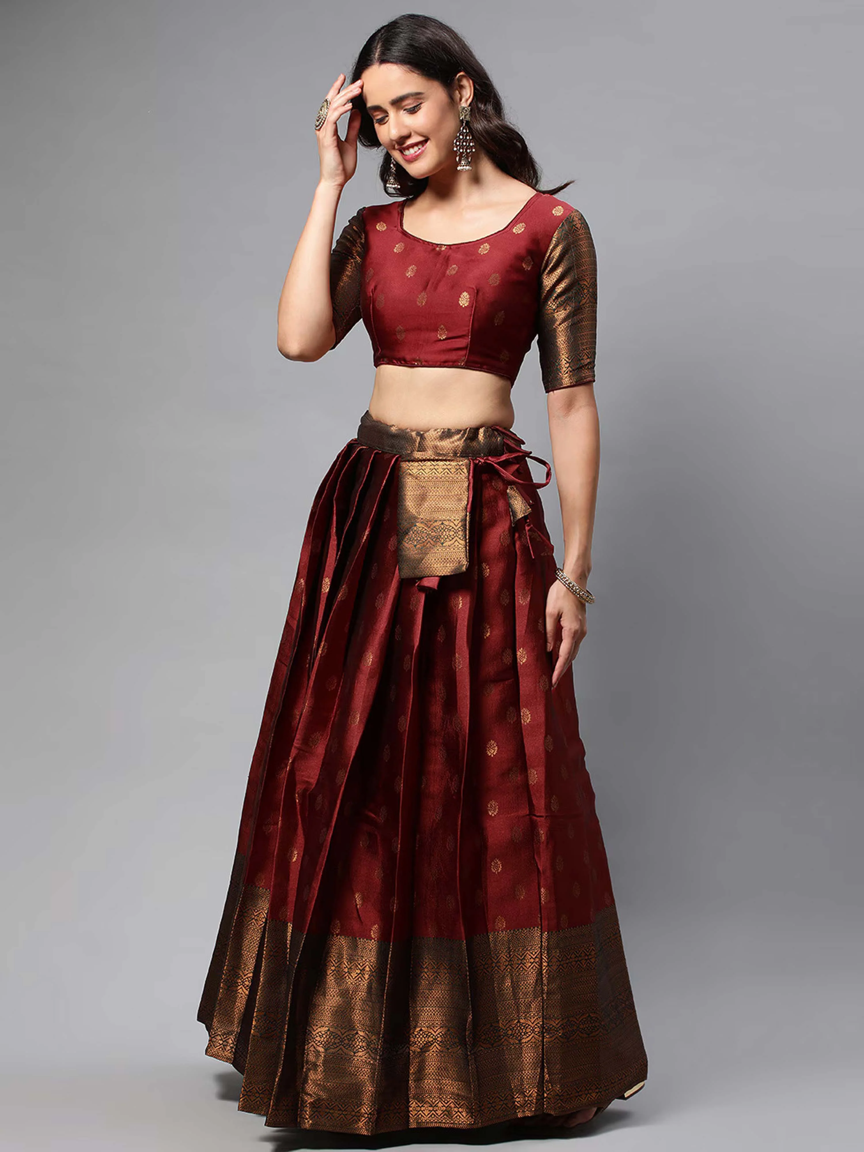South Indian Festival Traditional Half Saree Kantara - Image 8