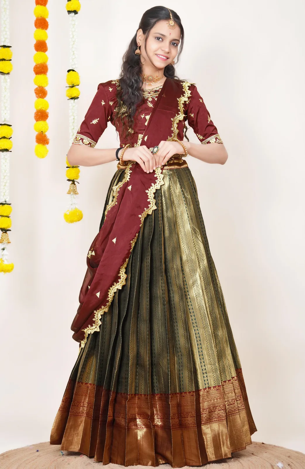 South Indian Festival Traditional Half Saree LineShower
