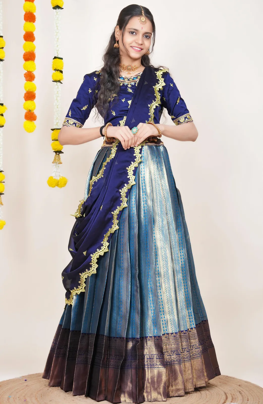 South Indian Festival Traditional Half Saree LineShower - Image 15