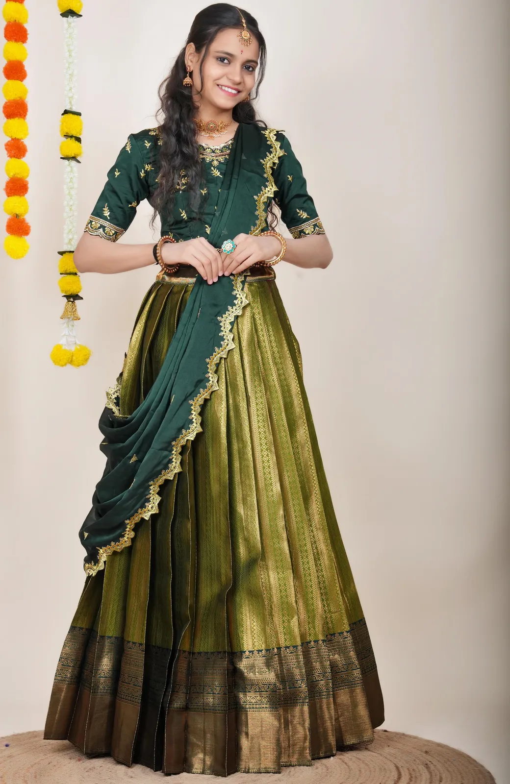 South Indian Festival Traditional Half Saree LineShower - Image 24