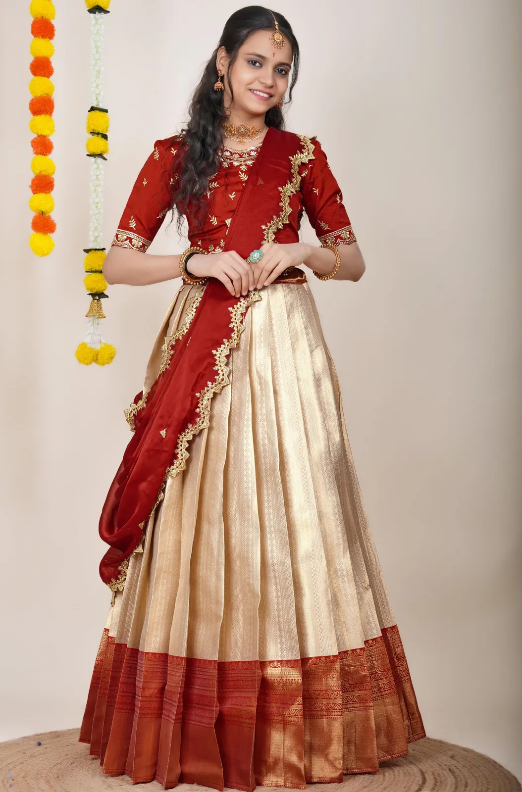 South Indian Festival Traditional Half Saree LineShower - Image 40