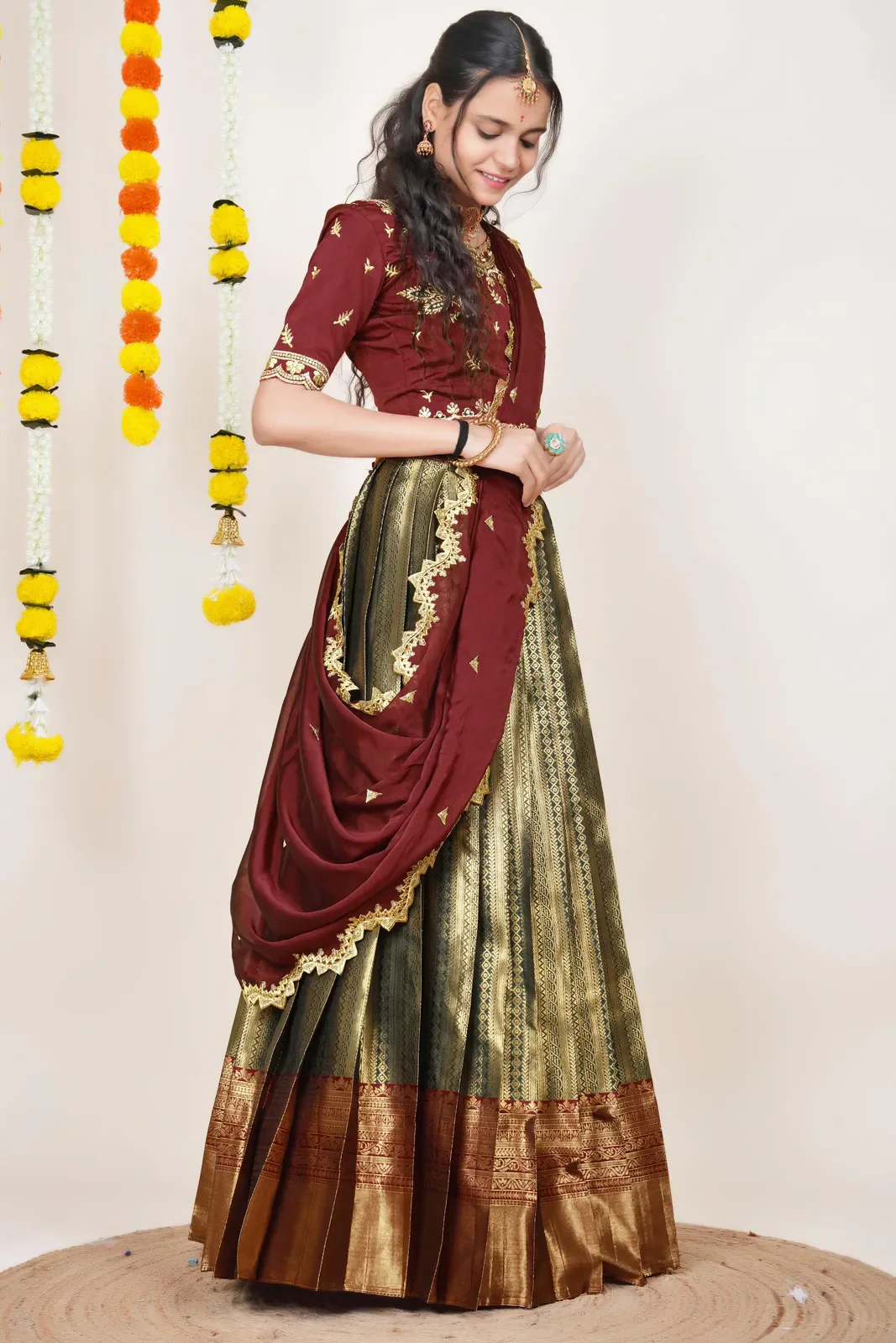 South Indian Festival Traditional Half Saree LineShower - Image 49