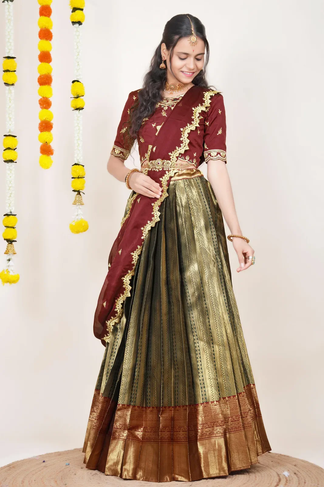 South Indian Festival Traditional Half Saree LineShower - Image 50