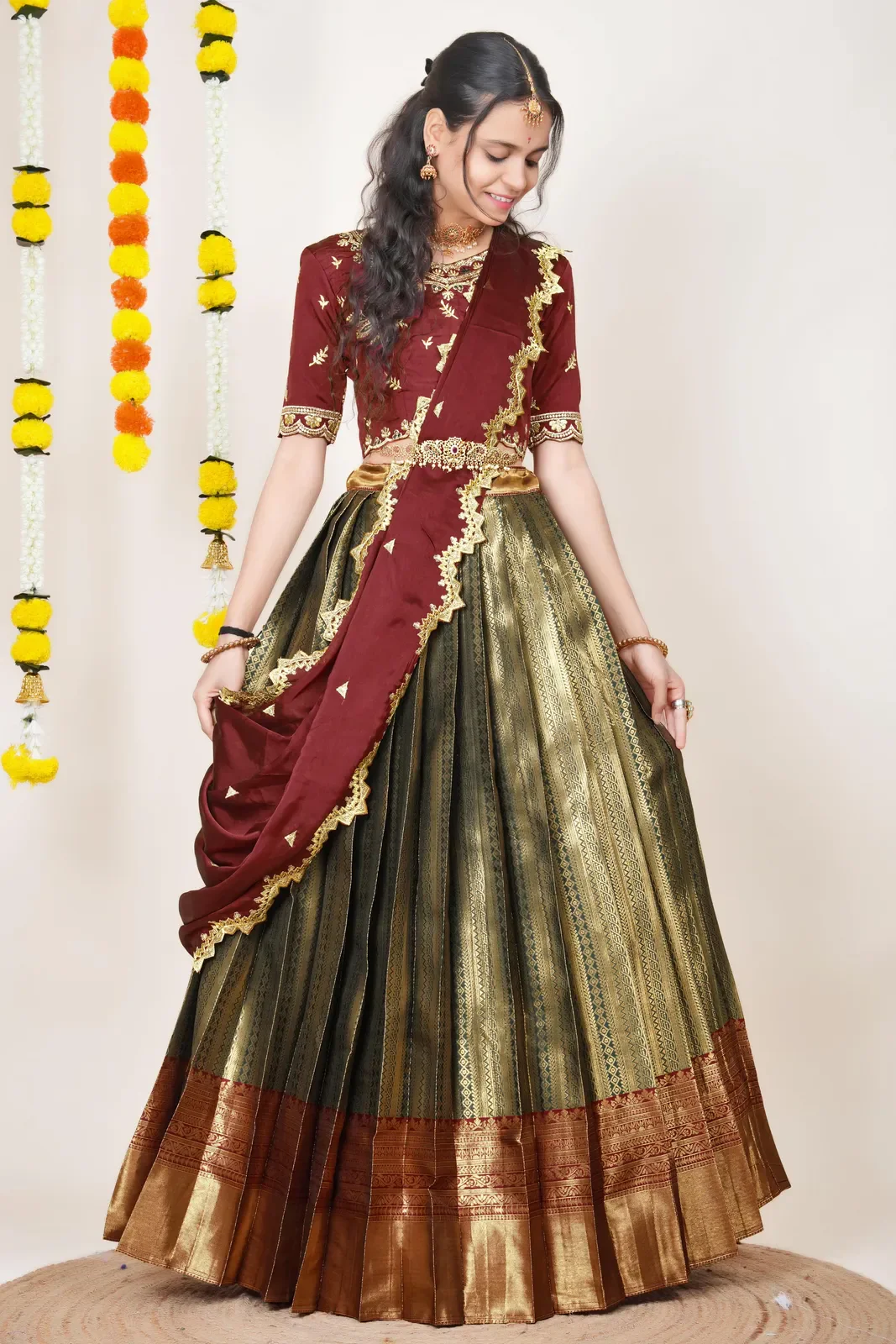 South Indian Festival Traditional Half Saree LineShower - Image 51