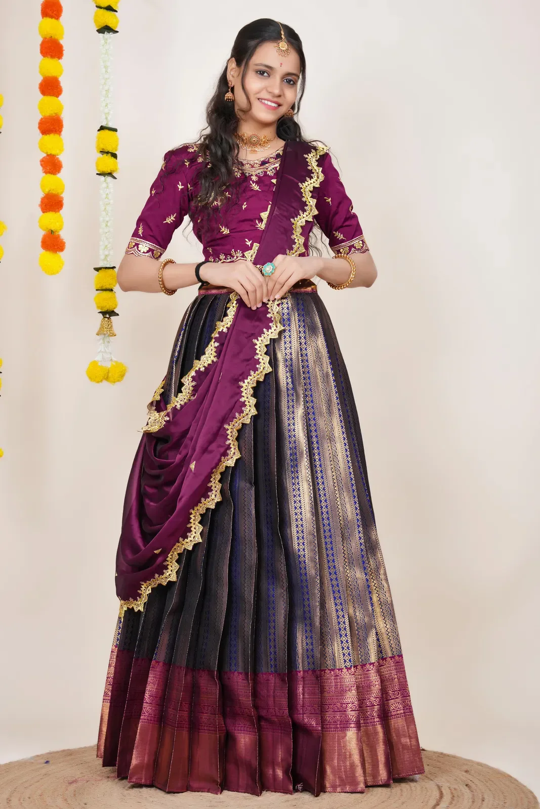 South Indian Festival Traditional Half Saree LineShower - Image 53
