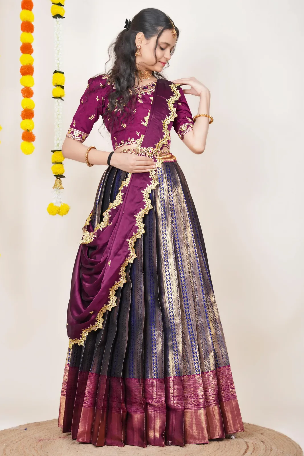 South Indian Festival Traditional Half Saree LineShower - Image 55