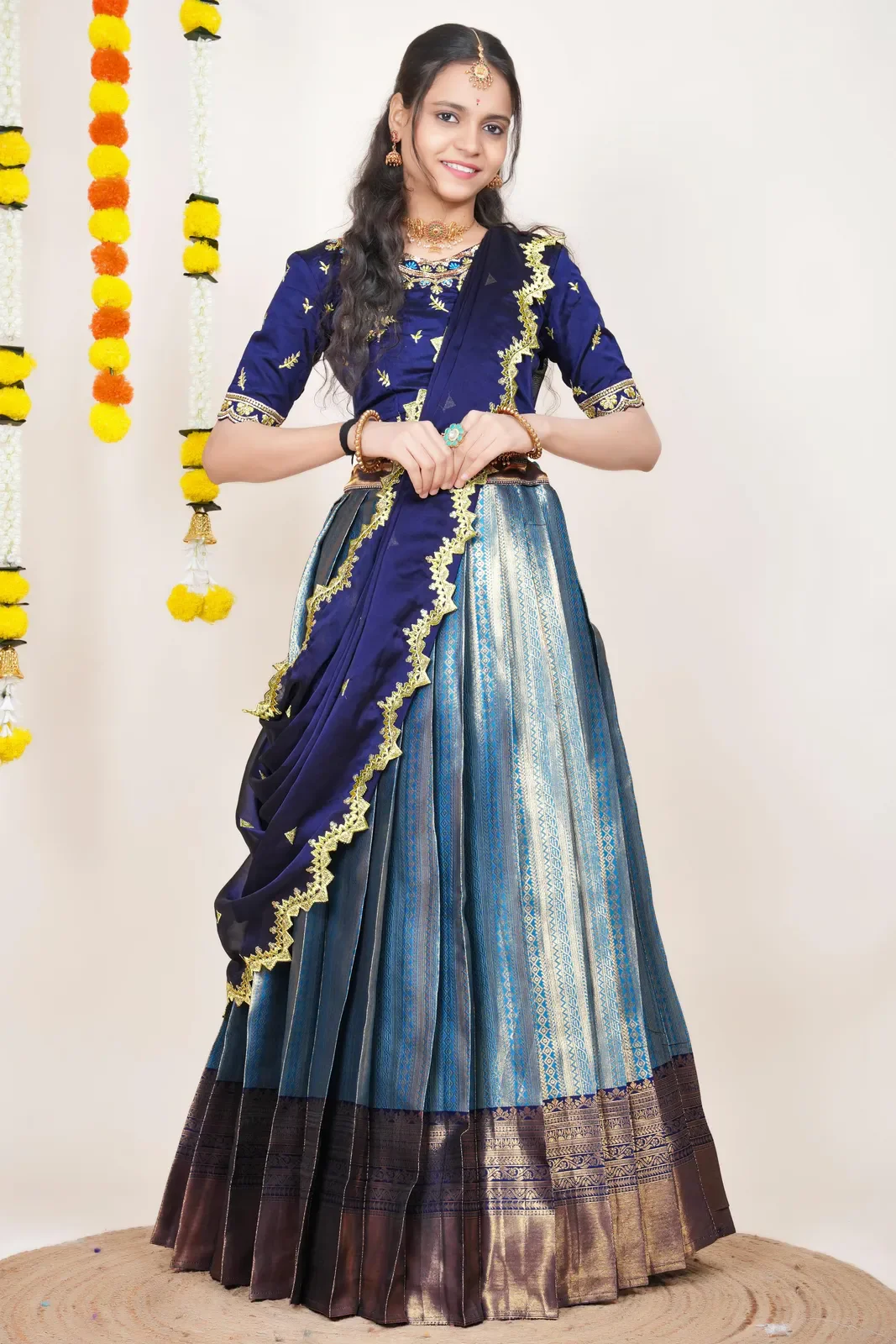 South Indian Festival Traditional Half Saree LineShower - Image 59