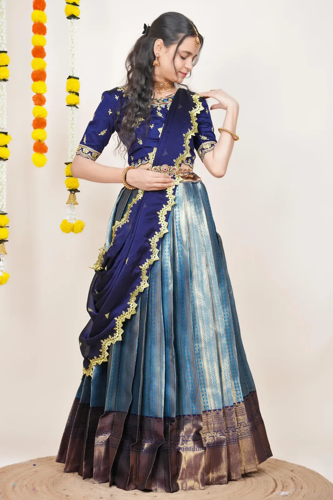 South Indian Festival Traditional Half Saree LineShower - Image 61