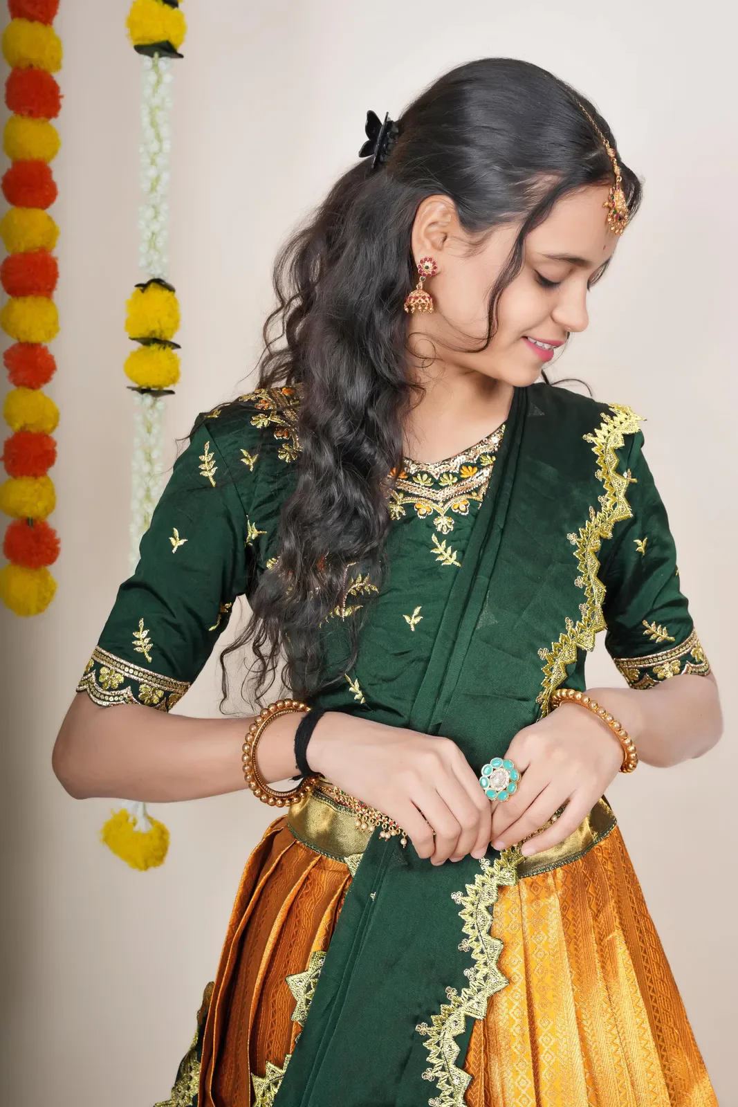 South Indian Festival Traditional Half Saree LineShower - Image 76