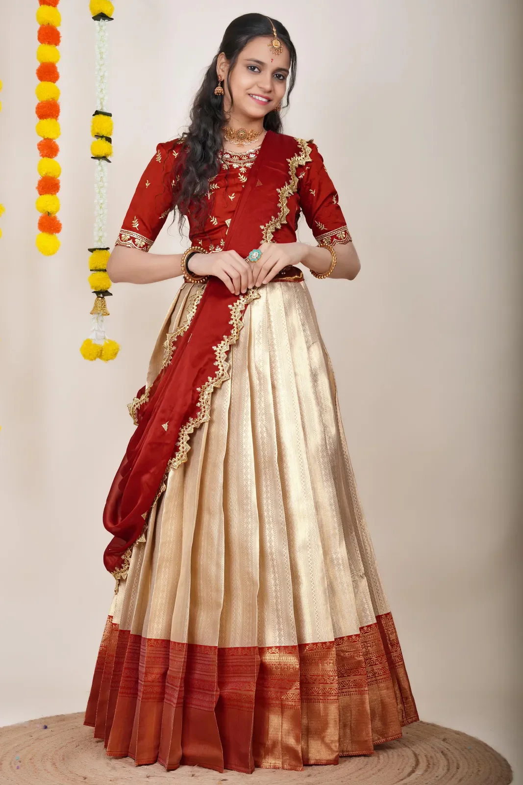 South Indian Festival Traditional Half Saree LineShower - Image 77