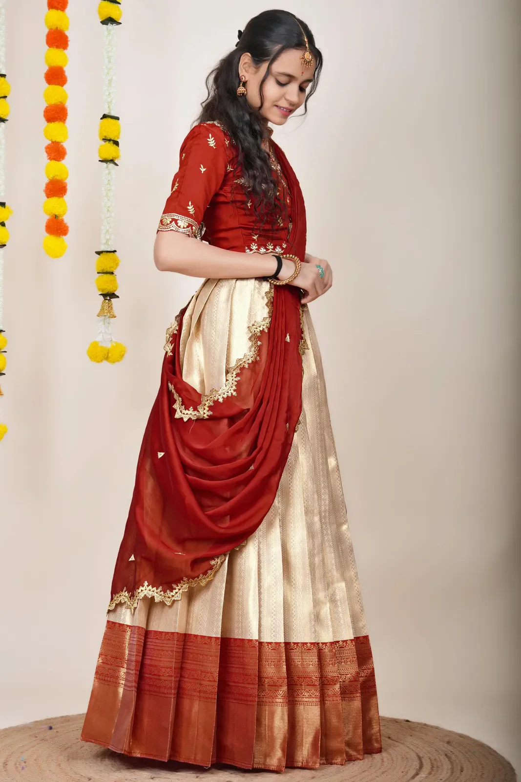 South Indian Festival Traditional Half Saree LineShower - Image 79