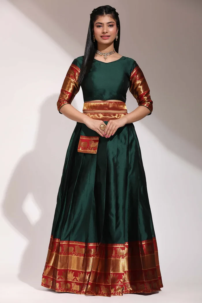 South Indian Festival Traditional Half Saree Lotus - Image 16
