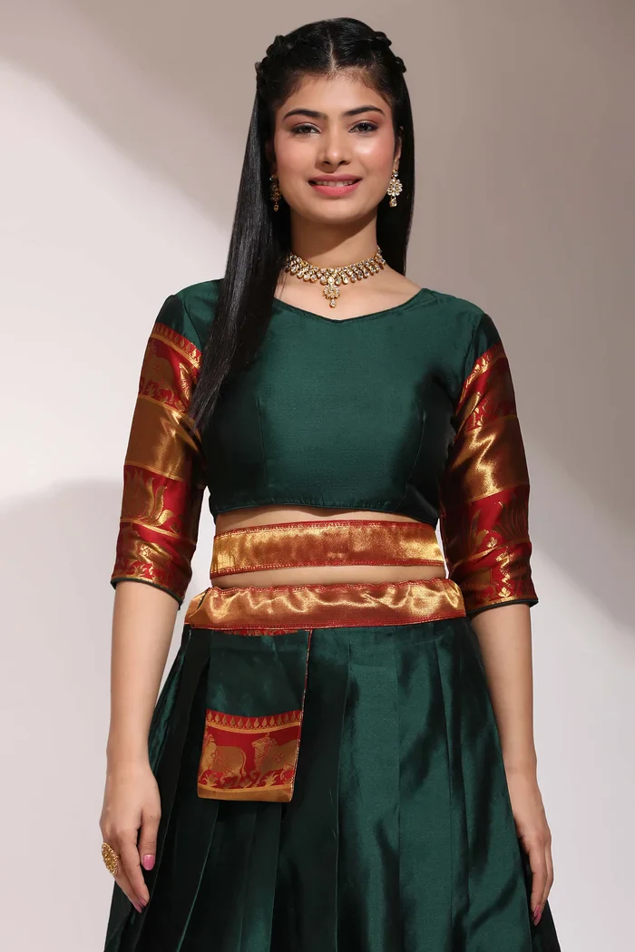 South Indian Festival Traditional Half Saree Lotus - Image 18