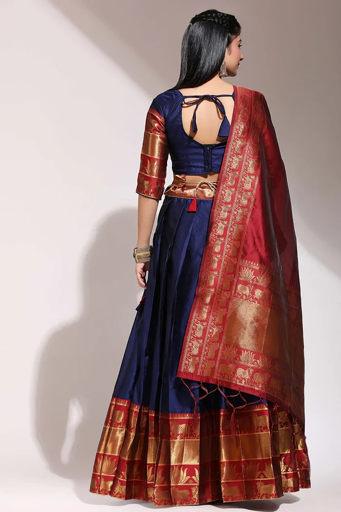 South Indian Festival Traditional Half Saree Lotus - Image 23