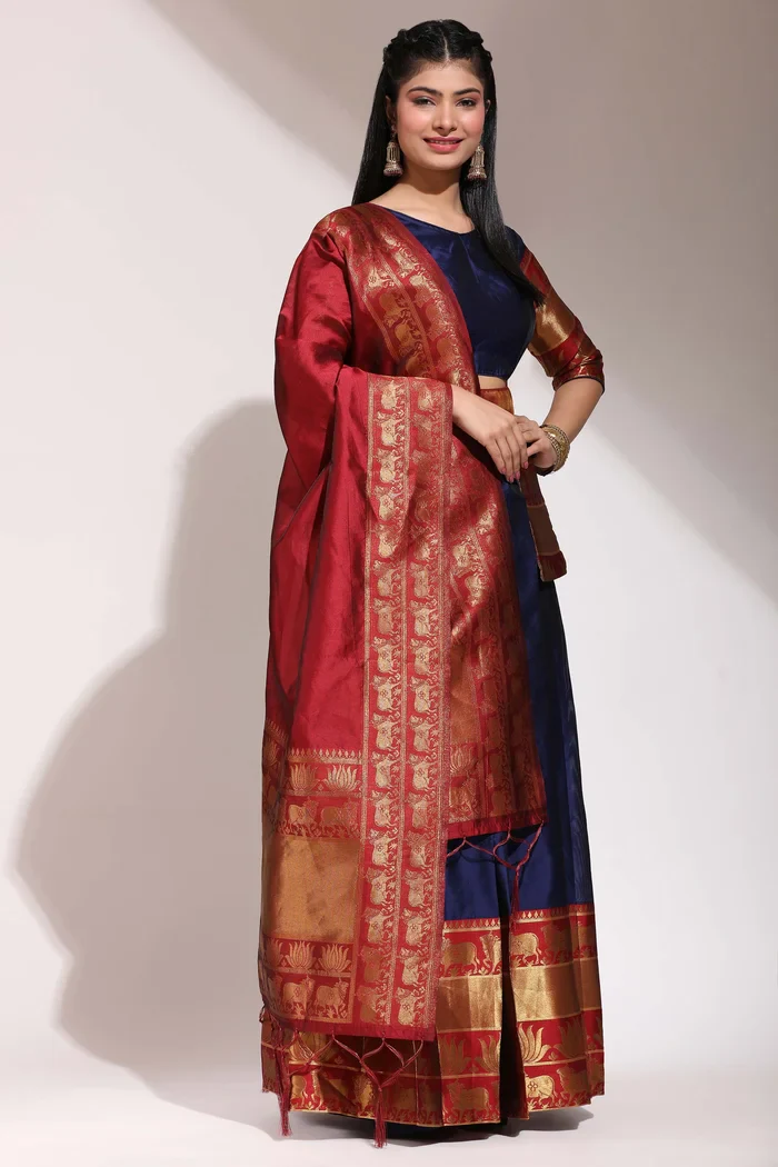 South Indian Festival Traditional Half Saree Lotus - Image 24