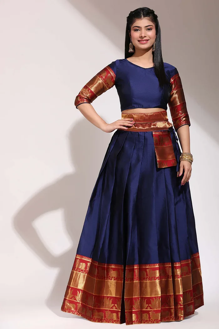 South Indian Festival Traditional Half Saree Lotus - Image 27