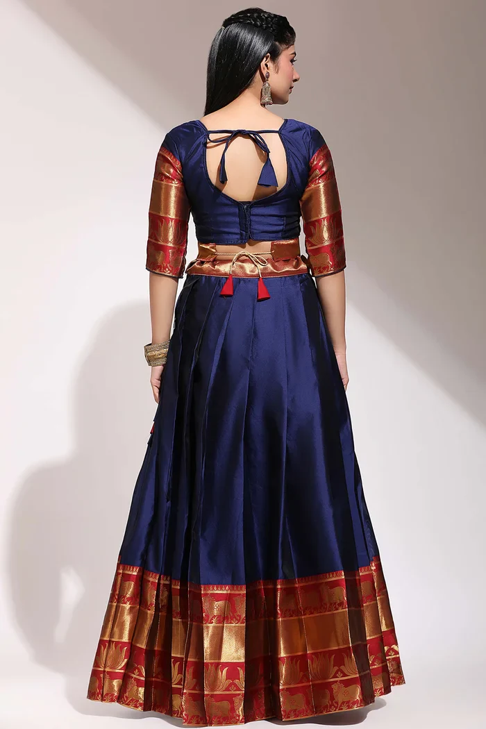 South Indian Festival Traditional Half Saree Lotus - Image 28