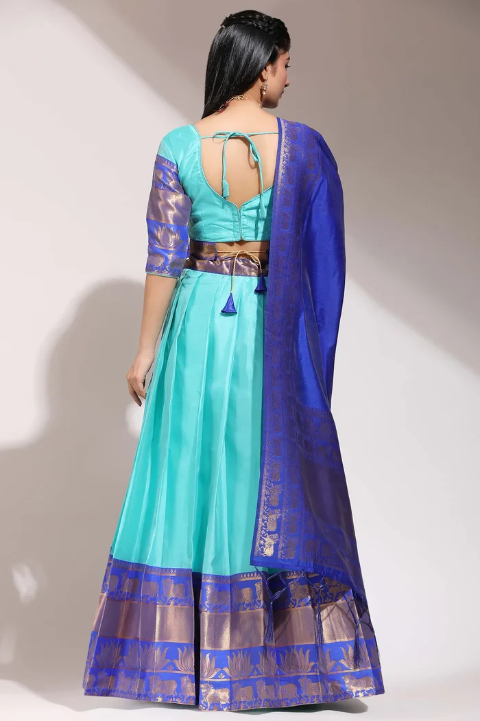 South Indian Festival Traditional Half Saree Lotus - Image 34