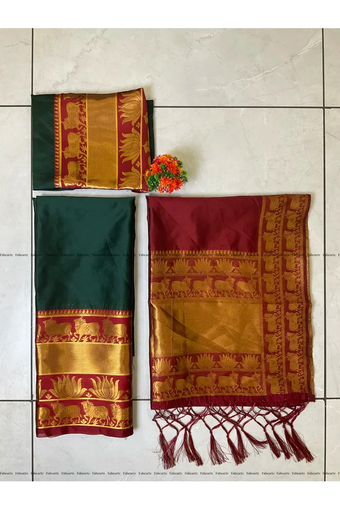 South Indian Festival Traditional Half Saree Lotus - Image 56