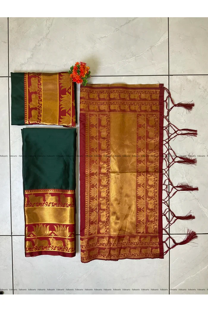 South Indian Festival Traditional Half Saree Lotus - Image 57