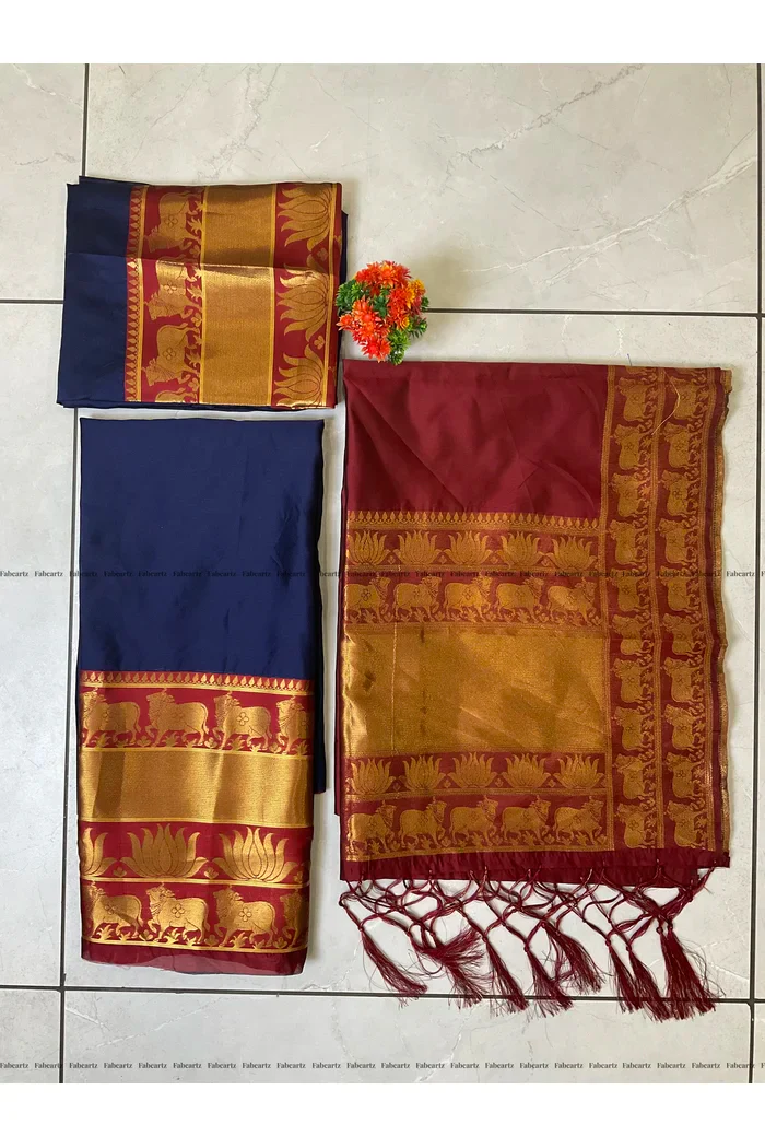 South Indian Festival Traditional Half Saree Lotus - Image 59