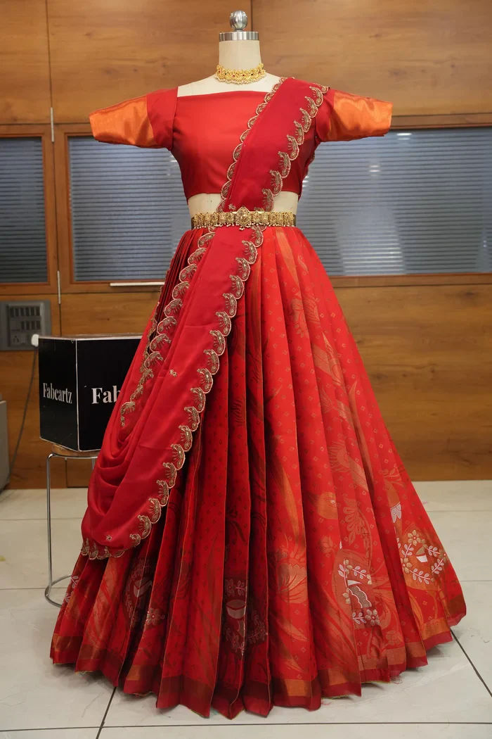 South Indian Festival Traditional Half Saree Morwali - Image 16