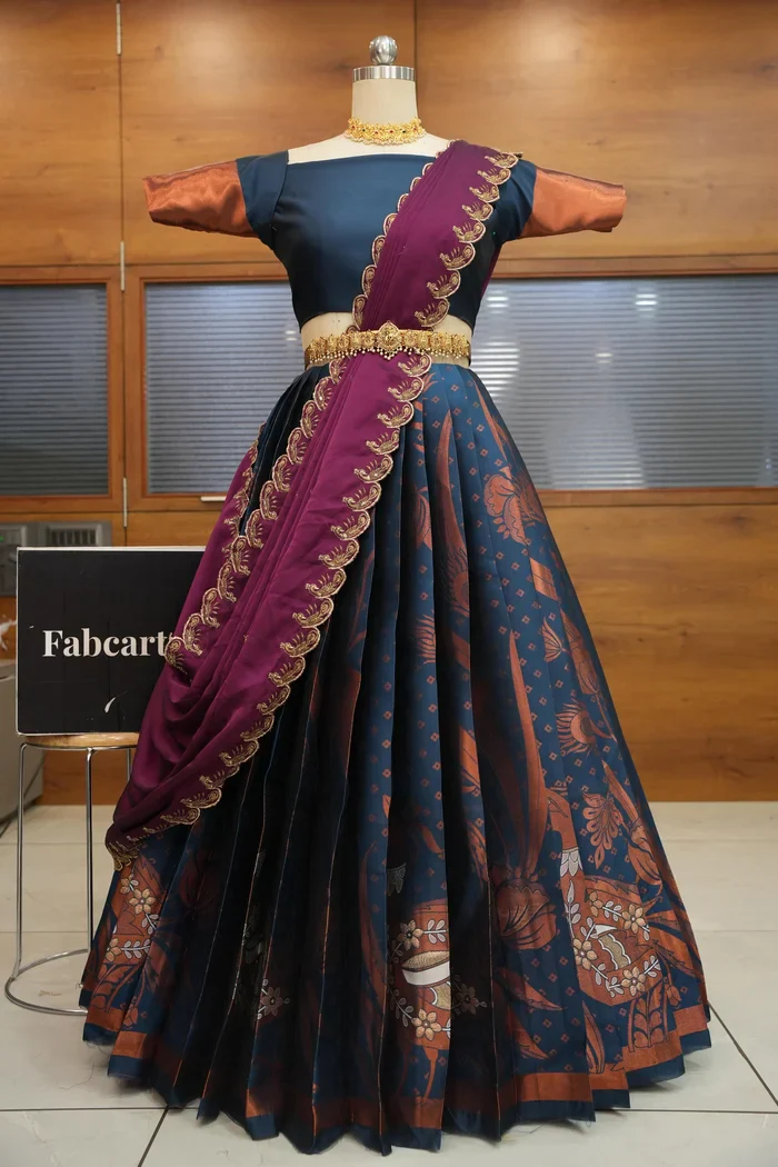 South Indian Festival Traditional Half Saree Morwali - Image 5