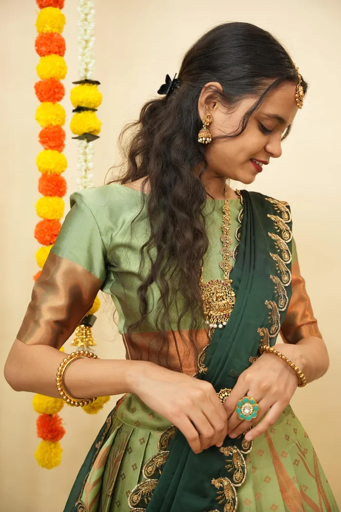 South Indian Festival Traditional Half Saree Morwali - Image 22