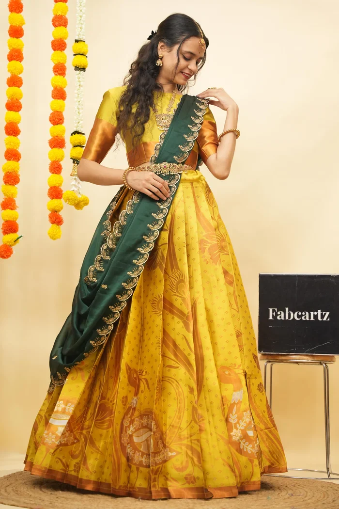 South Indian Festival Traditional Half Saree Morwali - Image 42