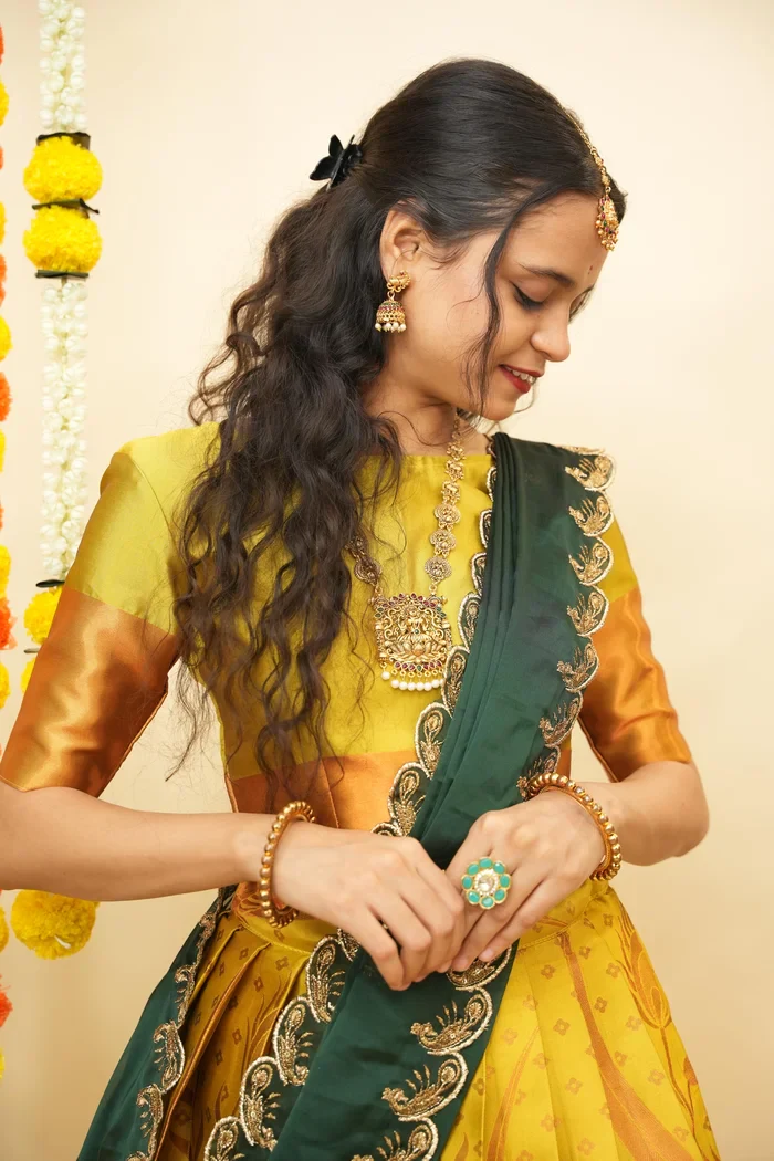 South Indian Festival Traditional Half Saree Morwali - Image 44