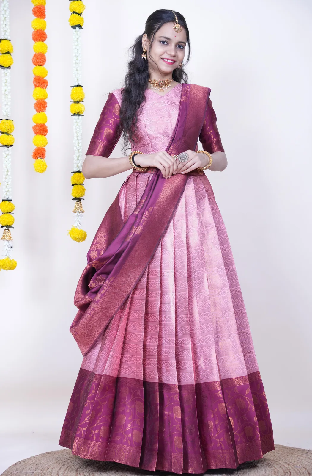 South Indian Festival Traditional Half Saree Mythili - Image 10
