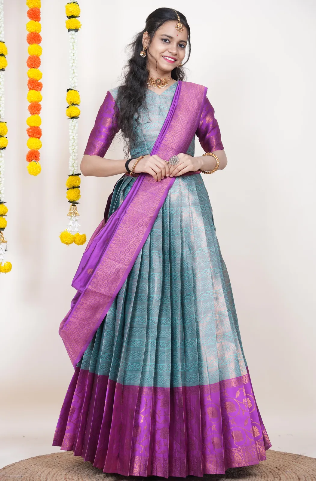 South Indian Festival Traditional Half Saree Mythili - Image 31