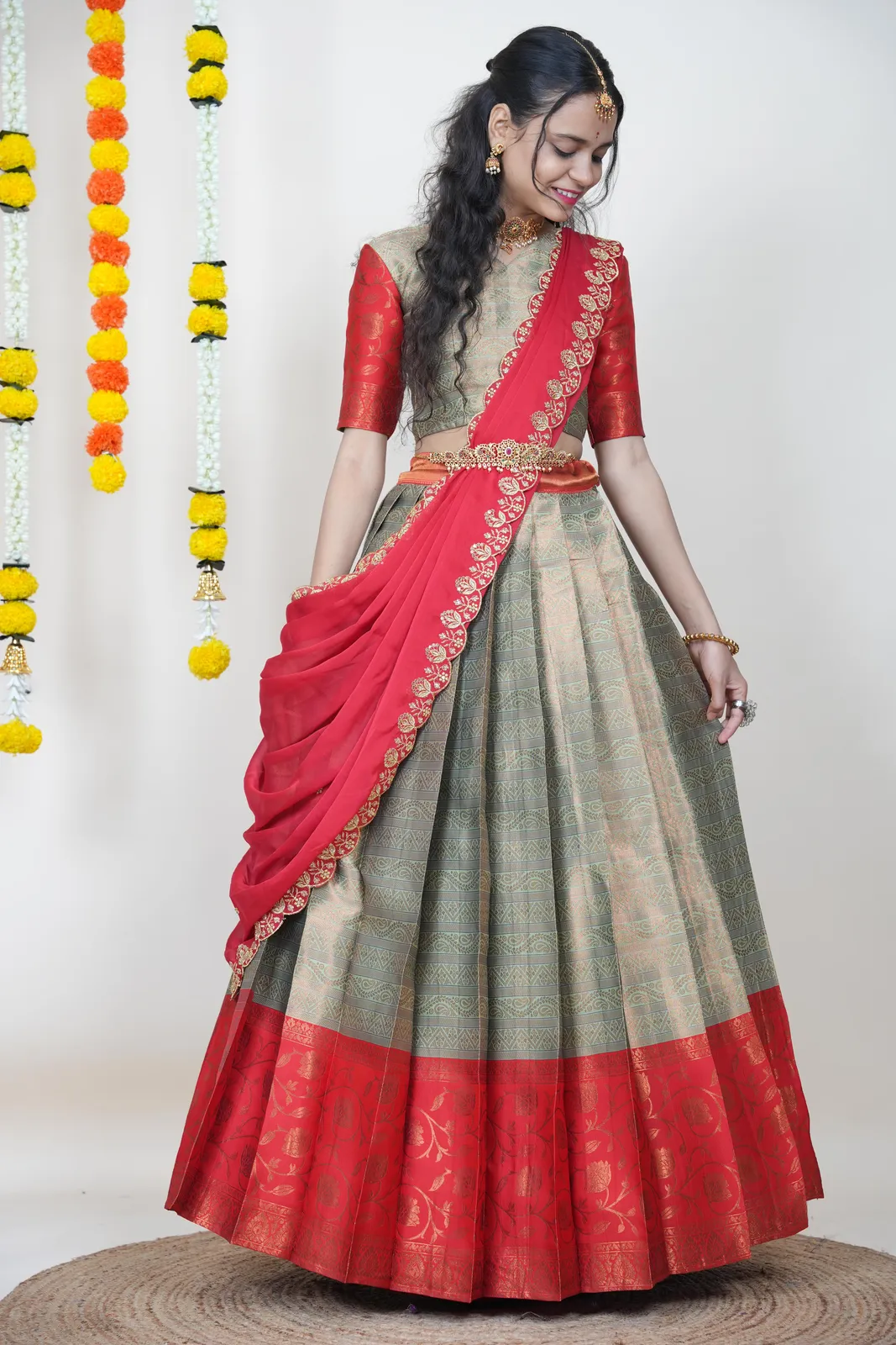 South Indian Festival Traditional Half Saree Mythili - Image 62
