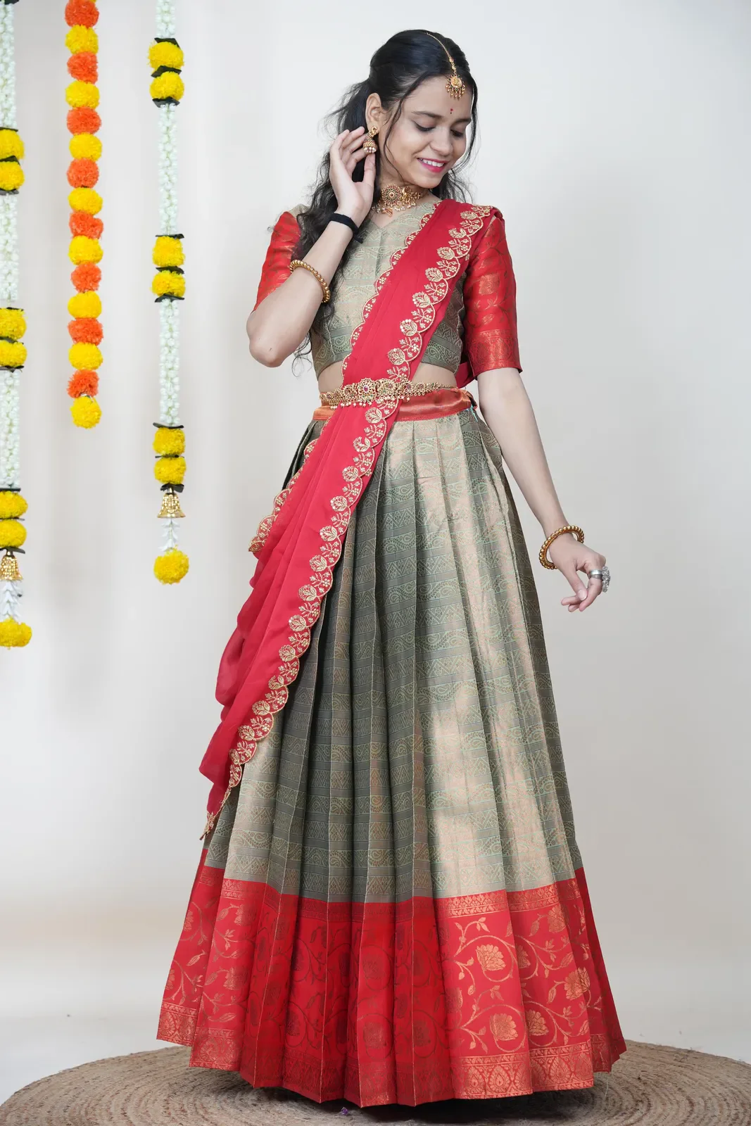 South Indian Festival Traditional Half Saree Mythili - Image 65